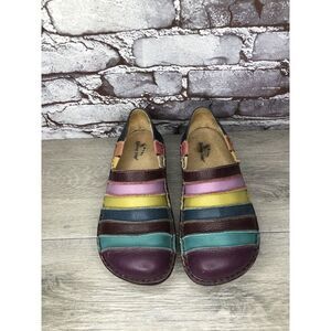Spring Step Firefly Multicolor Leather Slip On Clogs Shoes Women Sz 38EU/7.5M US
